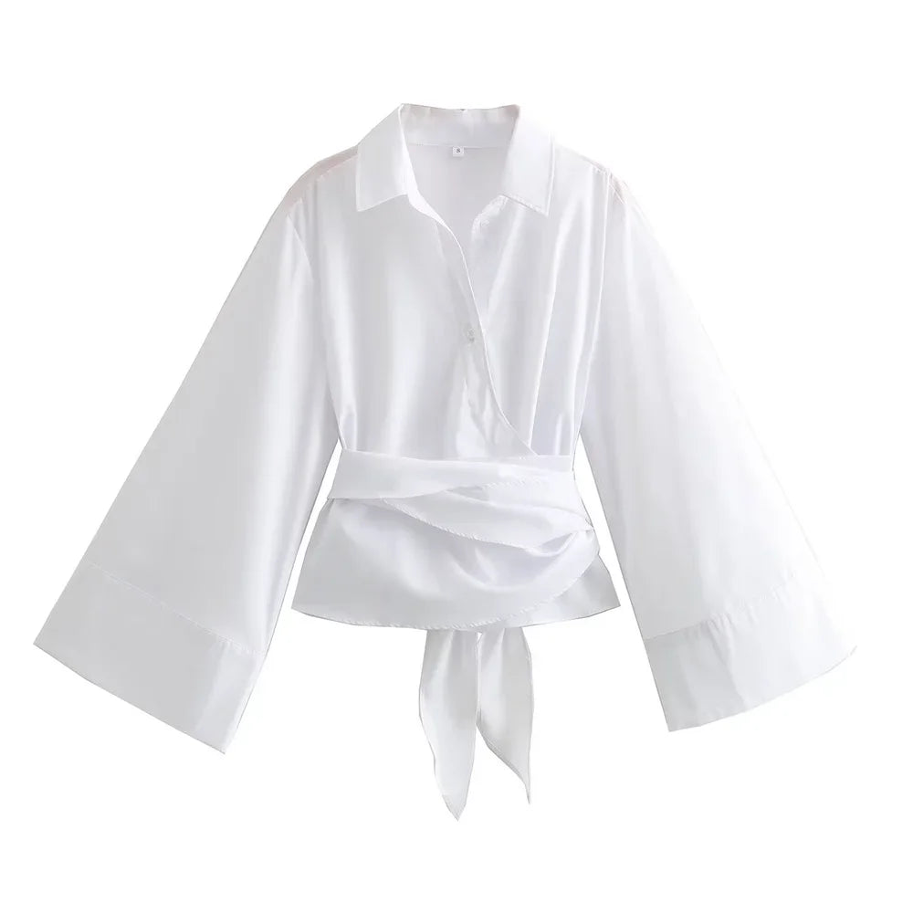 Chemise en popeline a double boutonnage pour femmes