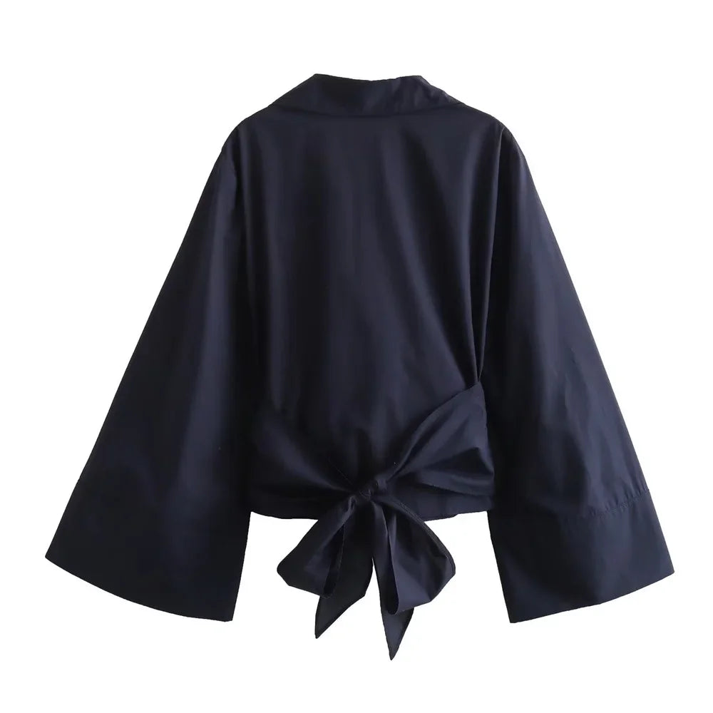 Chemise en popeline a double boutonnage pour femmes